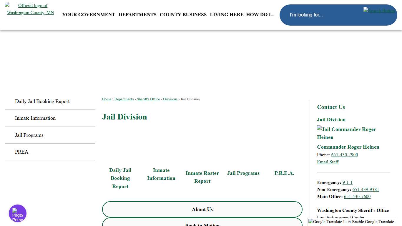 Jail Division | Washington County, MN - Official Website