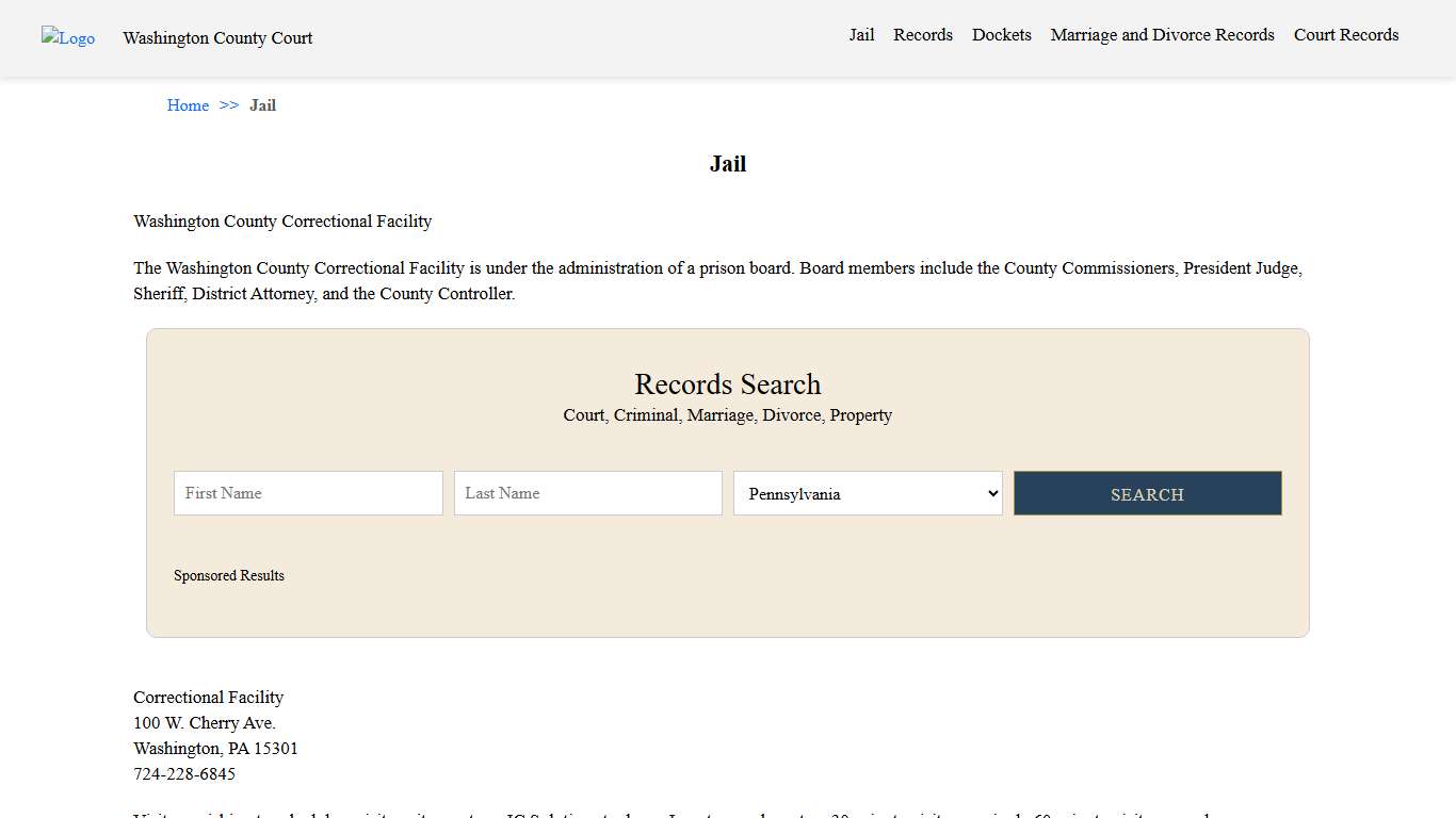 Jail | Washington County Court PA